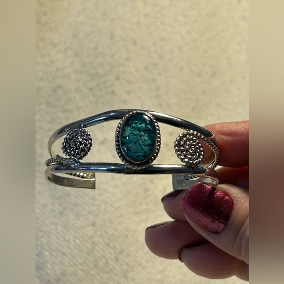Sterling 925 silver & interesting turquoise bracelet - Picture 6 of 13